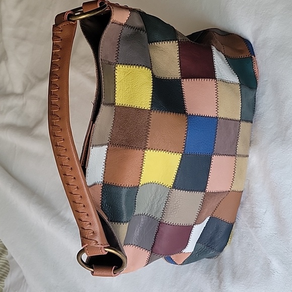 Kooba Handbags - Kooba Multicolored Patchwork Genuine Leather Hobo Tote Shoulder Bag Purse.